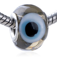 European Beads - silver foil gray evil eye murano glass european beads Image.