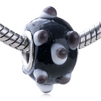 European Beads - white and gray texture dots murano glass european beads Image.