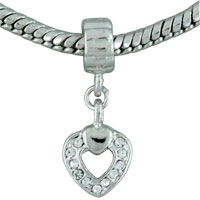 European Beads - heart studded austrian dangle european beads Image.