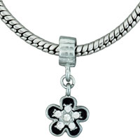 European Beads - five point flower with rhinestones dangle european beads Image.