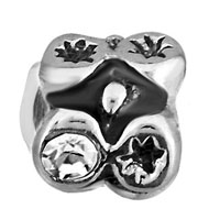 European Beads - round abstract star flower and rhinestones silver plated crystal european beads Image.