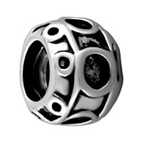 European Beads - circle metalwork patterned silver plated european beads Image.