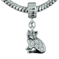 Beads - cat rhinestone studded dangle european beads Image.
