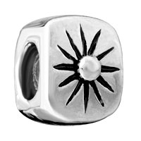 European Beads - black and flowered silver plated european beads Image.