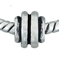 European Beads - round abstract circle metalwork shape silver plated european beads Image.