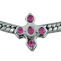 European Beads - purple rhinestone cross silver plated crystal european beads Image.