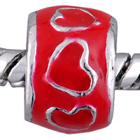 European Beads - red circling hearts round european beads Image.