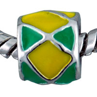 European Beads - green and yellow criss cross european beads Image.