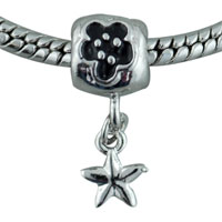 European Beads - round flower with star dangle european beads Image.