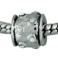 European Beads - round patterned studded silver plated crystal european beads Image.