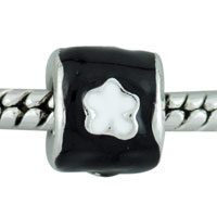 European Beads - black and white flower patterned european beads Image.