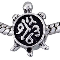 European Beads - sea turtle silver plated european beads Image.