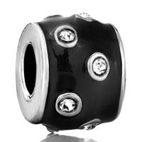 GB_DPC1022: black enamel with austrian crystals silver plated beads charms bracelets Image.