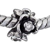 European Beads - flowers with rhinestones silver plated crystal european beads Image.