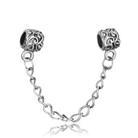 European Beads - chain linked textured metalwork dangle european beads Image.