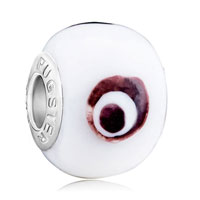 European Beads - white with evil eye murano glass beads charms bracelets Image.