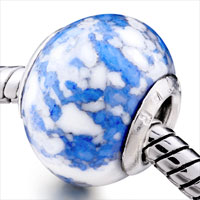  - blue with white turquoise european beads Image.