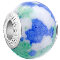 European Beads - blue with white turquoise murano glass beads charms bracelets Image.