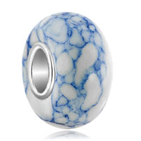 European Beads - pale blue with white turquoise murano glass beads charms bracelets Image.