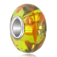 European Beads - handmade green yellow love heart fit all brands murano glass beads charms bracelets Image.