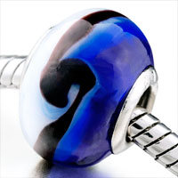  - deep blue with fringe european beads Image.