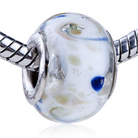European Beads - dark blue and light brown spots murano glass european beads Image.
