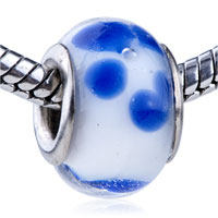 European Beads - blue spots flower murano glass european beads Image.
