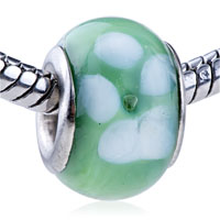 European Beads - white dots bubble flower murano glass european beads Image.