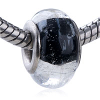 European Beads - black and silver stripe murano glass european beads Image.