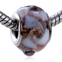 European Beads - white spiral and dot murano glass european beads Image.