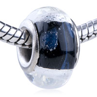 European Beads - black and silver stripes murano glass european beads Image.