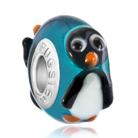  - aquamarine blue ball cute penguin murano glass bead charm all brand bracelet Image.