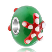 - emerald green ball cute red starfish murano glass bead charm all brand bracelet Image.