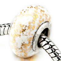 European Beads - yellow spots against white polymer clay beads charms bracelets Image.