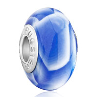 European Beads - white and pale blue irregular shapes polymer clay beads charms bracelets Image.