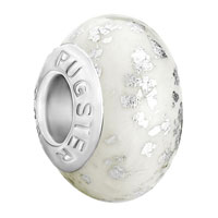 European Beads - silver spots against white polymer clay beads charms bracelets Image.
