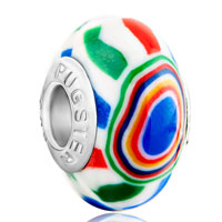 European Beads - green red yellow blue stripes fit all brands beads charms bracelets Image.