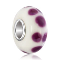 European Beads - purple dotted slim fit all brands murano glass beads charms bracelets Image.