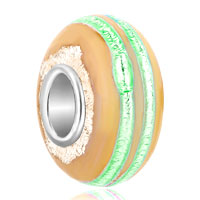 European Beads - pale green spiral line murano glass european beads Image.