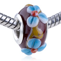  - white and blue slim texture flower with red pistil murano glass all brands Image.