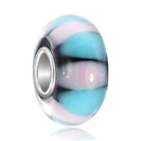 European Beads - purple and blue triangle slim murano glass european beads Image.