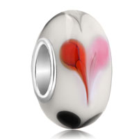European Beads - white red and black heart fit all brands murano glass beads charms bracelets Image.