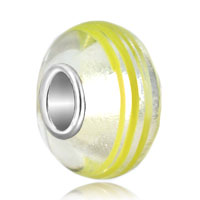 European Beads - yellow stripes murano glass beads charms bracelets Image.