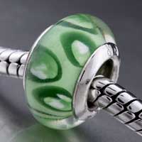  - green leaf pattern european beads Image.