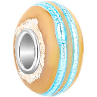 European Beads - double blue line fit all brands murano glass beads charms bracelets Image.