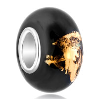 European Beads - golden flower enchase murano glass european beads Image.