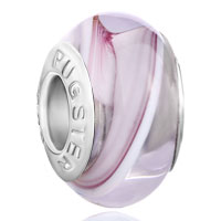 European Beads - grey violet inner translucent murano glass european beads Image.