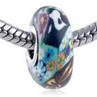  - multicolor daisy turquoise polymer clay beads Image.