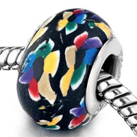  - colorful abstract drawing black polymer clay beads Image.