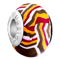 European Beads - magenta chocolate stripe yellow with fit all brands beads charms bracelets Image.